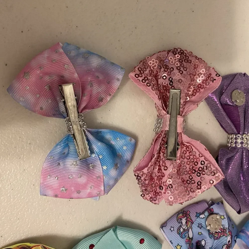 JoJo Siwa Signature Girl Bows Lot of 9 Dance Cheer Pageant Sequin Rainbow